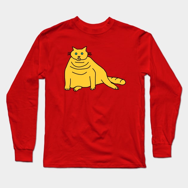 Yellow Chonk Cat Long Sleeve T-Shirt by ellenhenryart